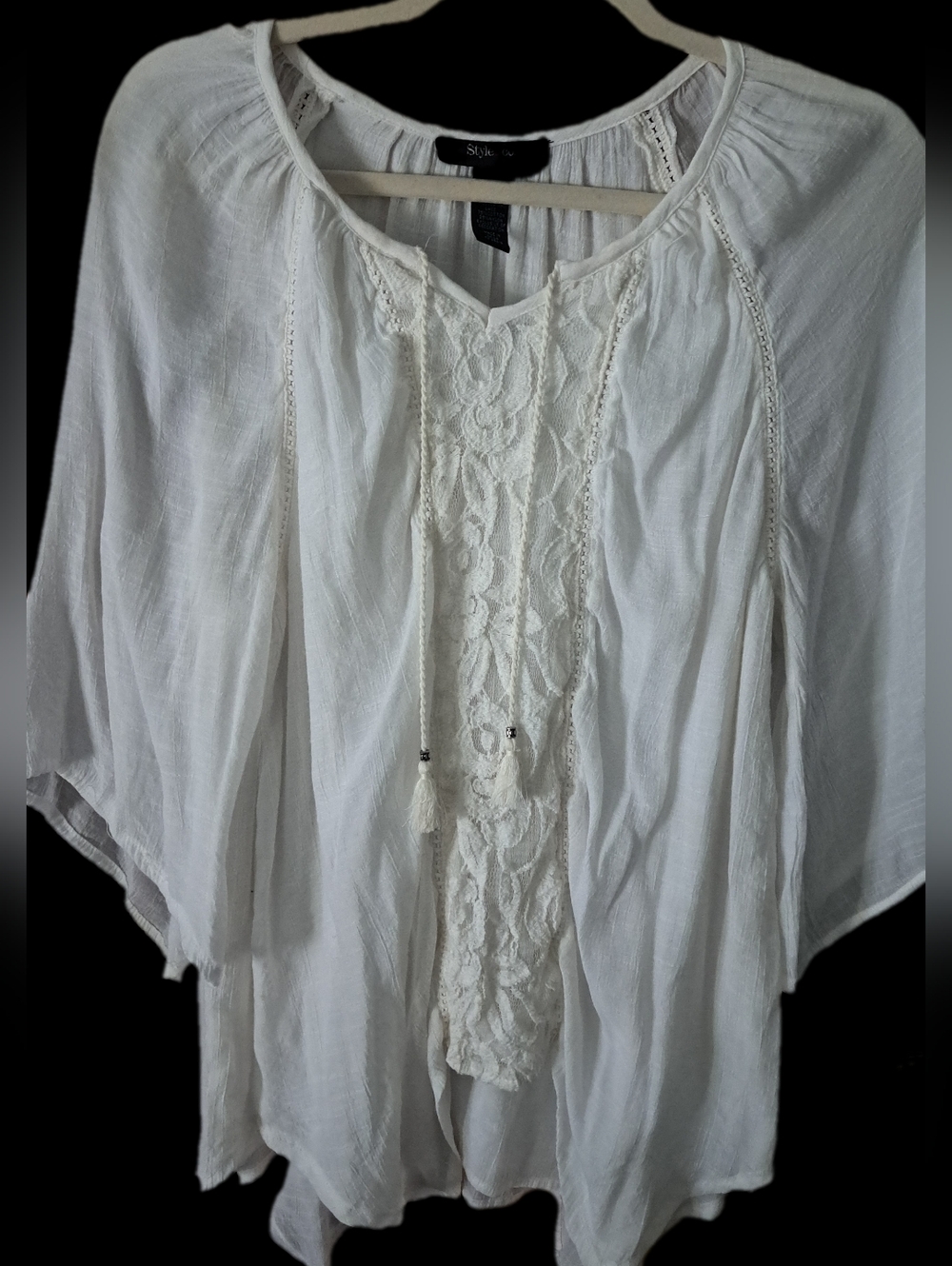 Style & Co. White Top With LACE - L